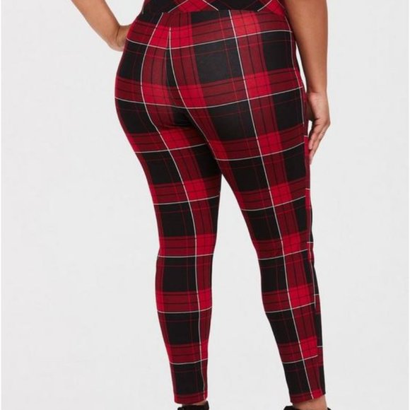 Premium Ponte stretch pull-on pixie red plaid pant, size XL (2R) like new.Torrid - Picture 3 of 4